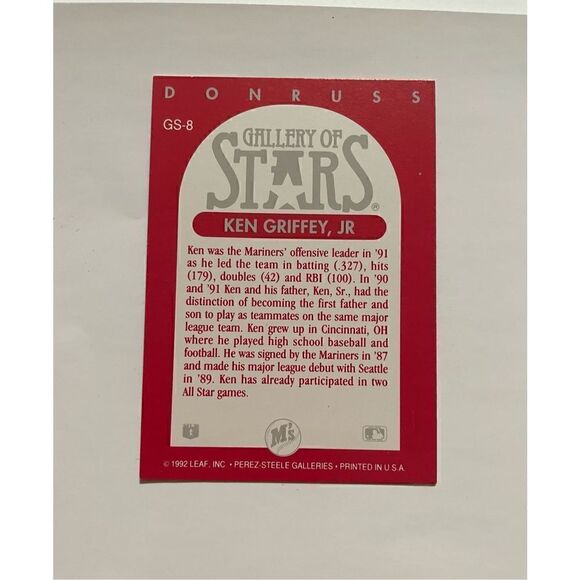 Ken Griffey Jr donruss gallery of stars 1992 mint condition there’s 5 mint card - Picture 4 of 4